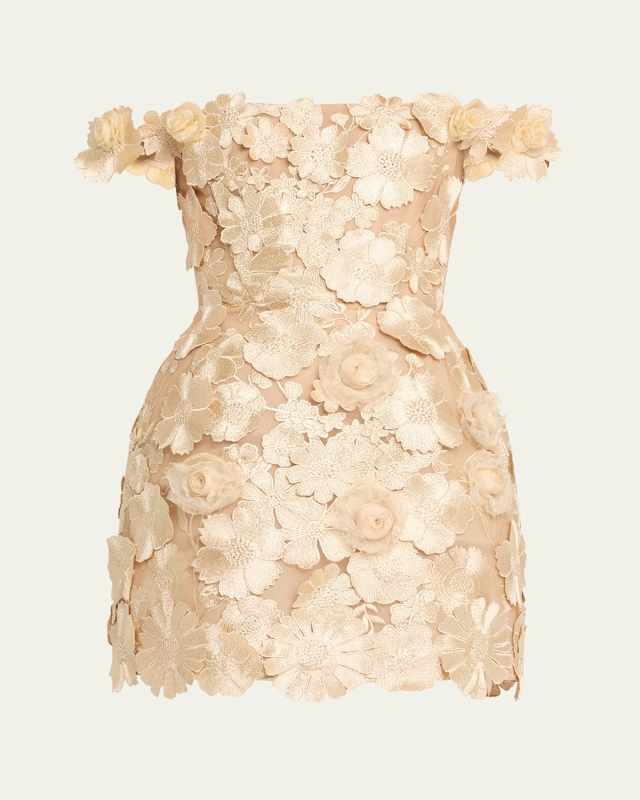 Jasmine Maraya Floral-Embroidered Mini Dress